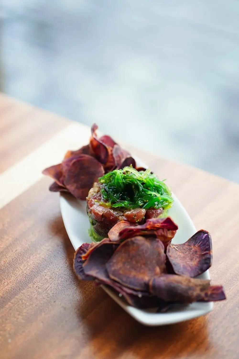 Seared ahi with taro chips