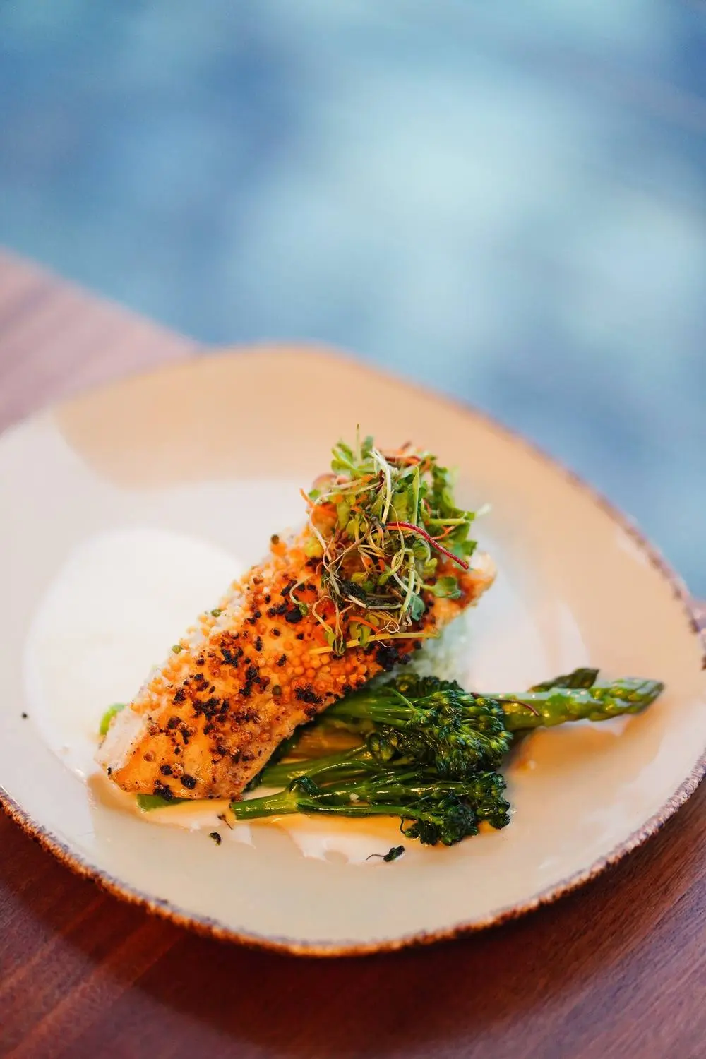 Fresh island fish with charred broccolini